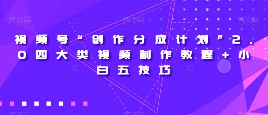 视频号“创作分成计划”2.0四大类视频制作教程+小白五技巧【揭秘】-小哈资源