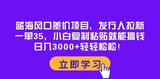 蓝海风口差价项目，发行人拉新，一单35，小白复制粘贴就能搞钱！日入30…-小哈资源