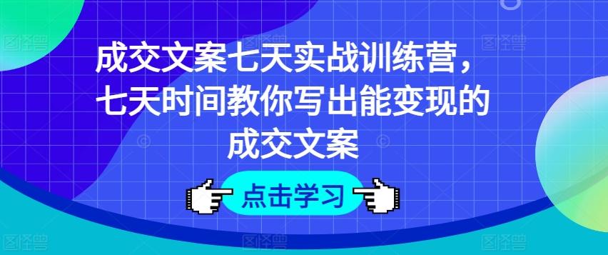 成交文案七天实战训练营，七天时间教你写出能变现的成交文案-小哈资源