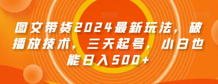 图文带货2024最新玩法，破播放技术，三天起号，小白也能日入500+【揭秘】-小哈资源