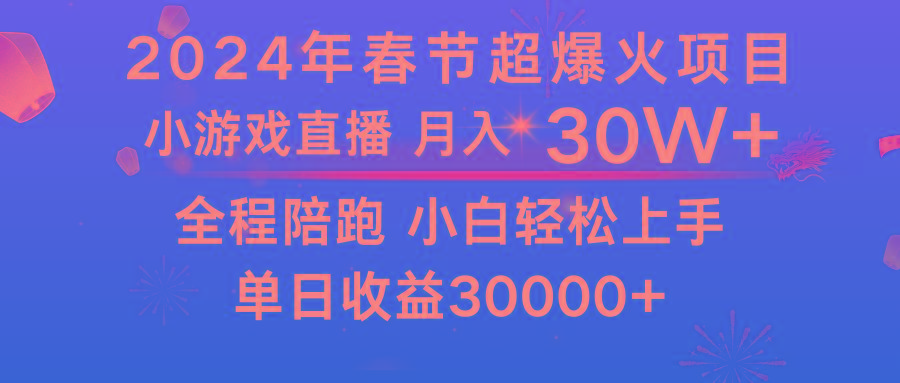 龙年2024过年期间，最爆火的项目 抓住机会 普通小白如何逆袭一个月收益30W+-小哈资源