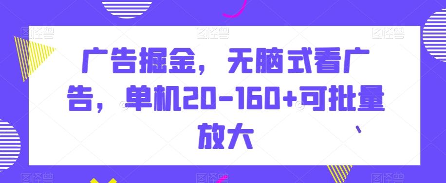 广告掘金，无脑式看广告，单机20-160+可批量放大【揭秘】-小哈资源