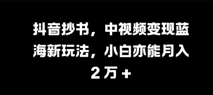 抖音抄书，中视频变现蓝海新玩法，小白亦能月入 过W【揭秘】-小哈资源