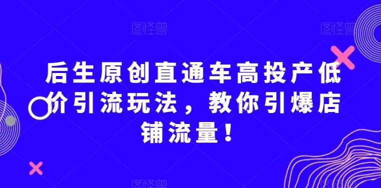 后生原创直通车高投产低价引流玩法，教你引爆店铺流量！-小哈资源
