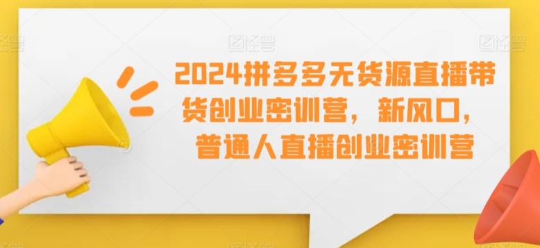 2024拼多多无货源直播带货创业密训营，新风口，普通人直播创业密训营-小哈资源
