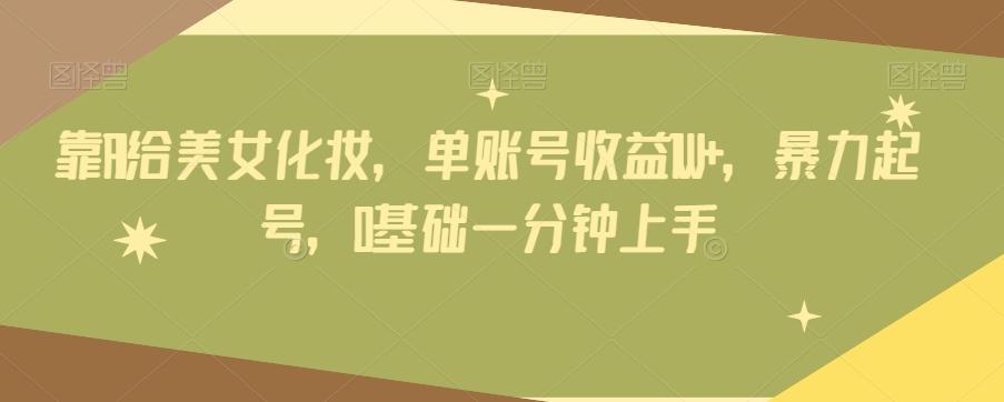 靠AI给美女化妆，单账号收益1W+，暴力起号，0基础一分钟上手-小哈资源