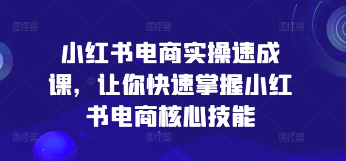小红书电商实操速成课，让你快速掌握小红书电商核心技能-小哈资源