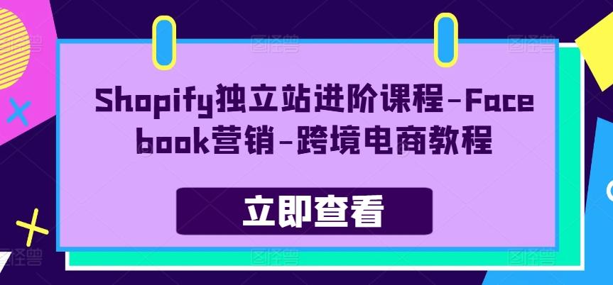 Shopify独立站进阶课程-Facebook营销-跨境电商教程-小哈资源