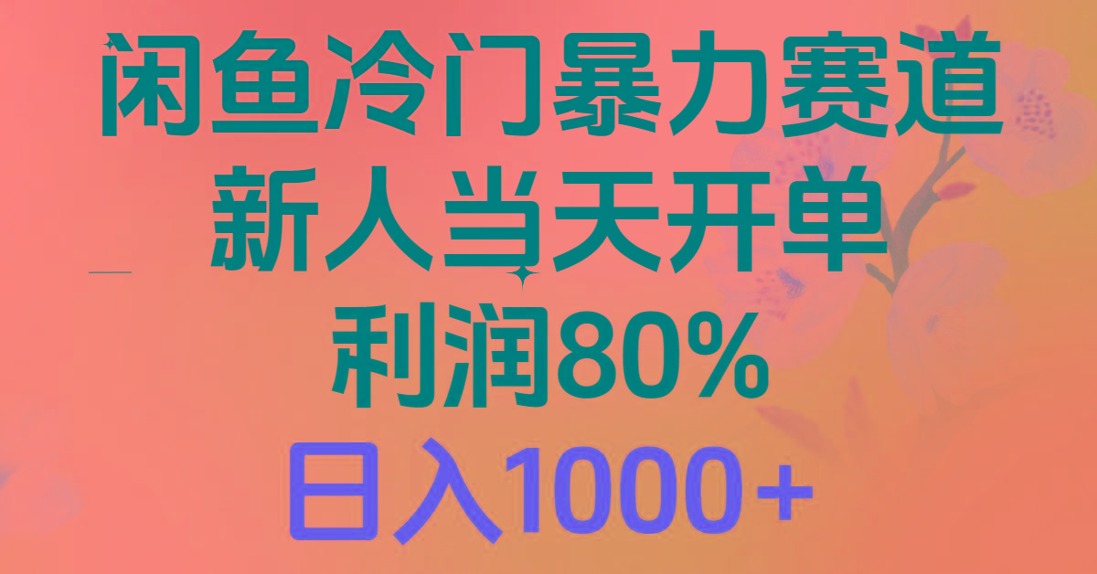 2024闲鱼冷门暴力赛道，新人当天开单，利润80%，日入1000+-小哈资源