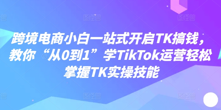 跨境电商小白一站式开启TK搞钱，教你“从0到1”学TikTok运营轻松掌握TK实操技能-小哈资源