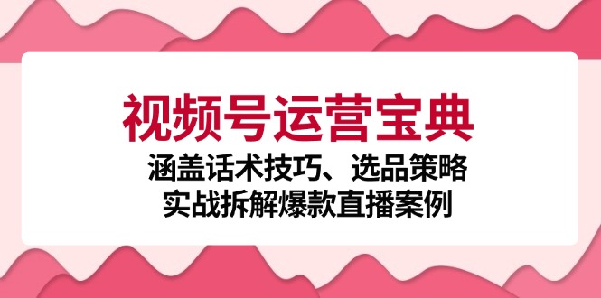 视频号运营宝典：涵盖话术技巧、选品策略、实战拆解爆款直播案例-小哈资源