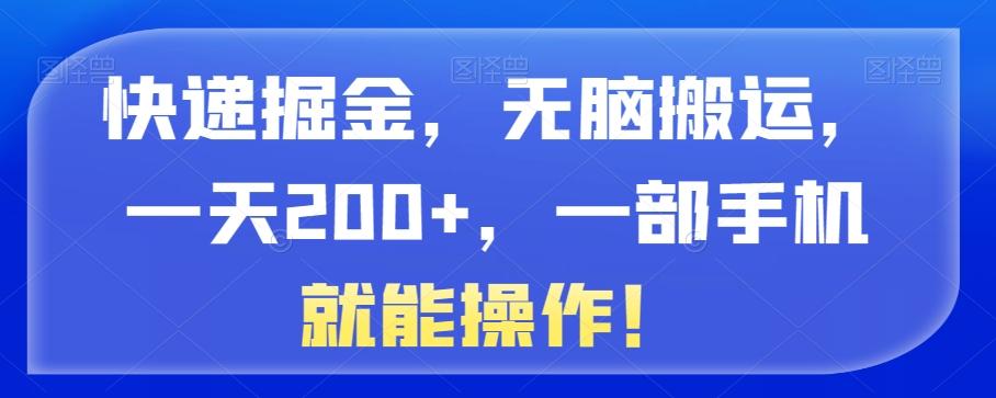 快递掘金，无脑搬运，一天200+，一部手机就能操作！-小哈资源