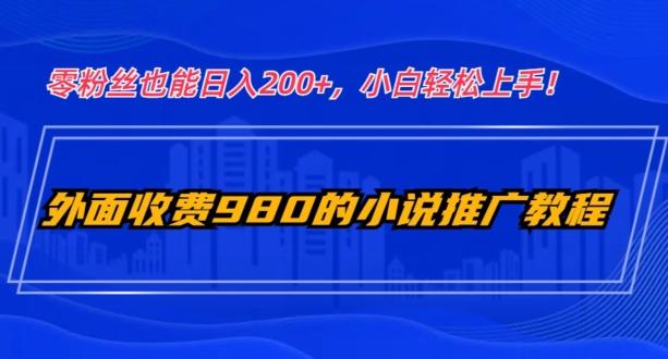 外面收费980的小说推广教程：零粉丝也能日入200+，小白轻松上手！-小哈资源