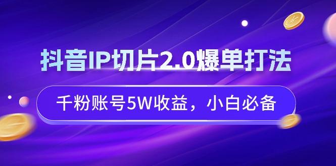 抖音IP切片2.0爆单打法，千粉账号5W收益，小白必备-小哈资源
