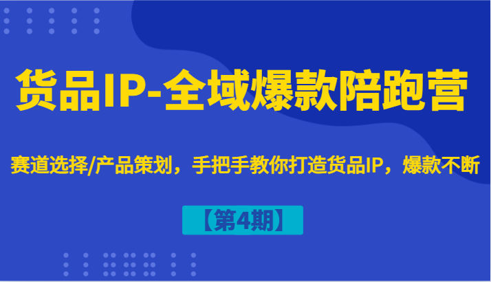 货品IP-全域爆款陪跑营【第4期】赛道选择/产品策划，手把手教你打造货品IP，爆款不断-小哈资源