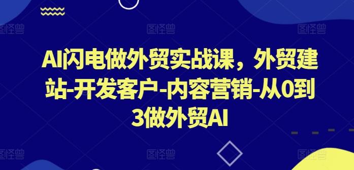 AI闪电做外贸实战课，​外贸建站-开发客户-内容营销-从0到3做外贸AI-小哈资源