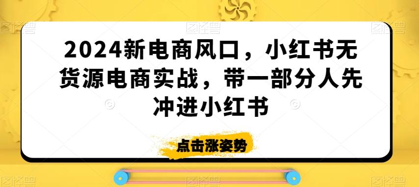 2024新电商风口，小红书无货源电商实战，带一部分人先冲进小红书-小哈资源