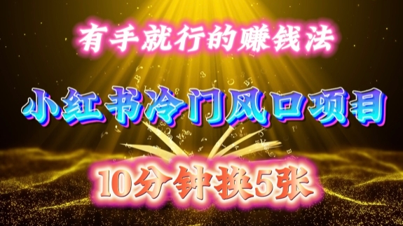 每天 10 分钟，小红书冷门风口项目开启，有手就行的搬运赚钱法，小白日入500 +【揭秘】-小哈资源