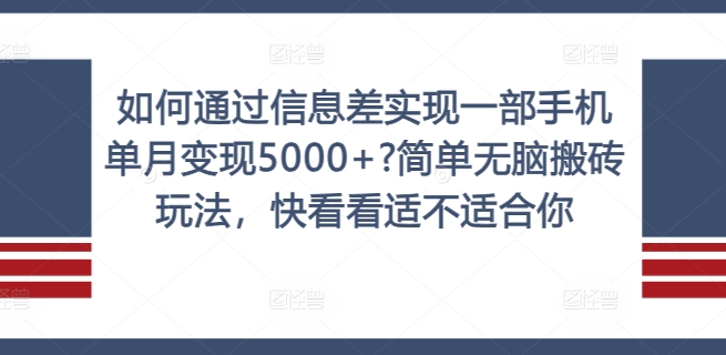 如何通过信息差实现一部手机单月变现5000+?简单无脑搬砖玩法，快看看适不适合你【揭秘】-小哈资源