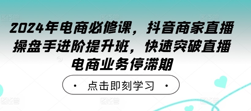 2024年电商必修课，抖音商家直播操盘手进阶提升班，快速突破直播电商业务停滞期-小哈资源