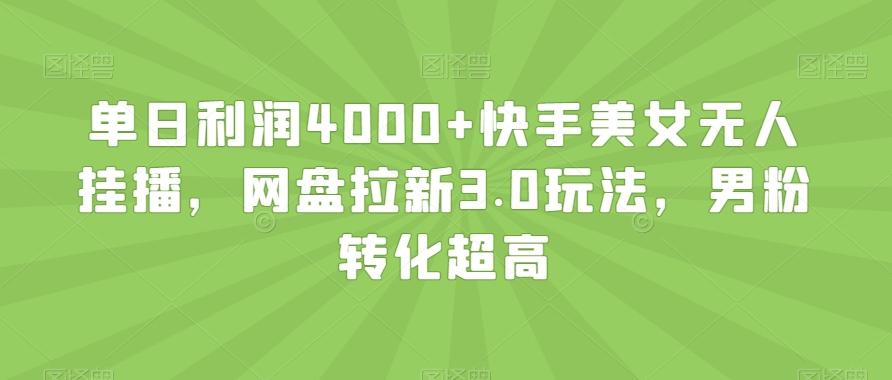 单日利润4000+快手美女无人挂播，网盘拉新3.0玩法，男粉转化超高【揭秘】-小哈资源