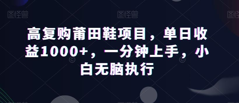 高复购莆田鞋项目，单日收益1000+，一分钟上手，小白无脑执行-小哈资源