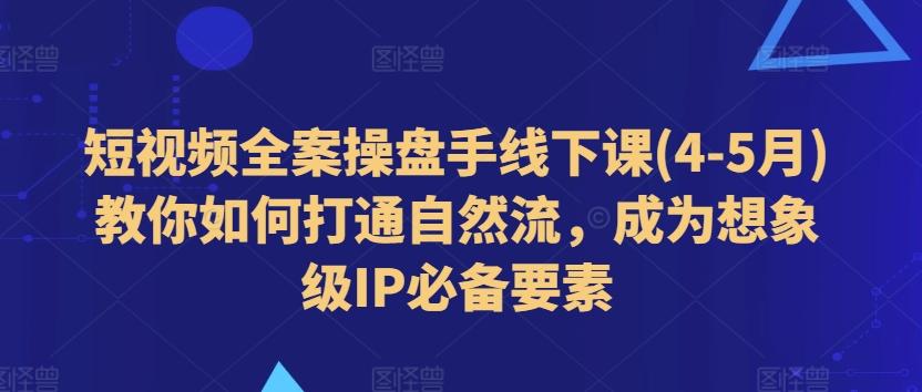 短视频全案操盘手线下课(4-5月)教你如何打通自然流，成为想象级IP必备要素-小哈资源