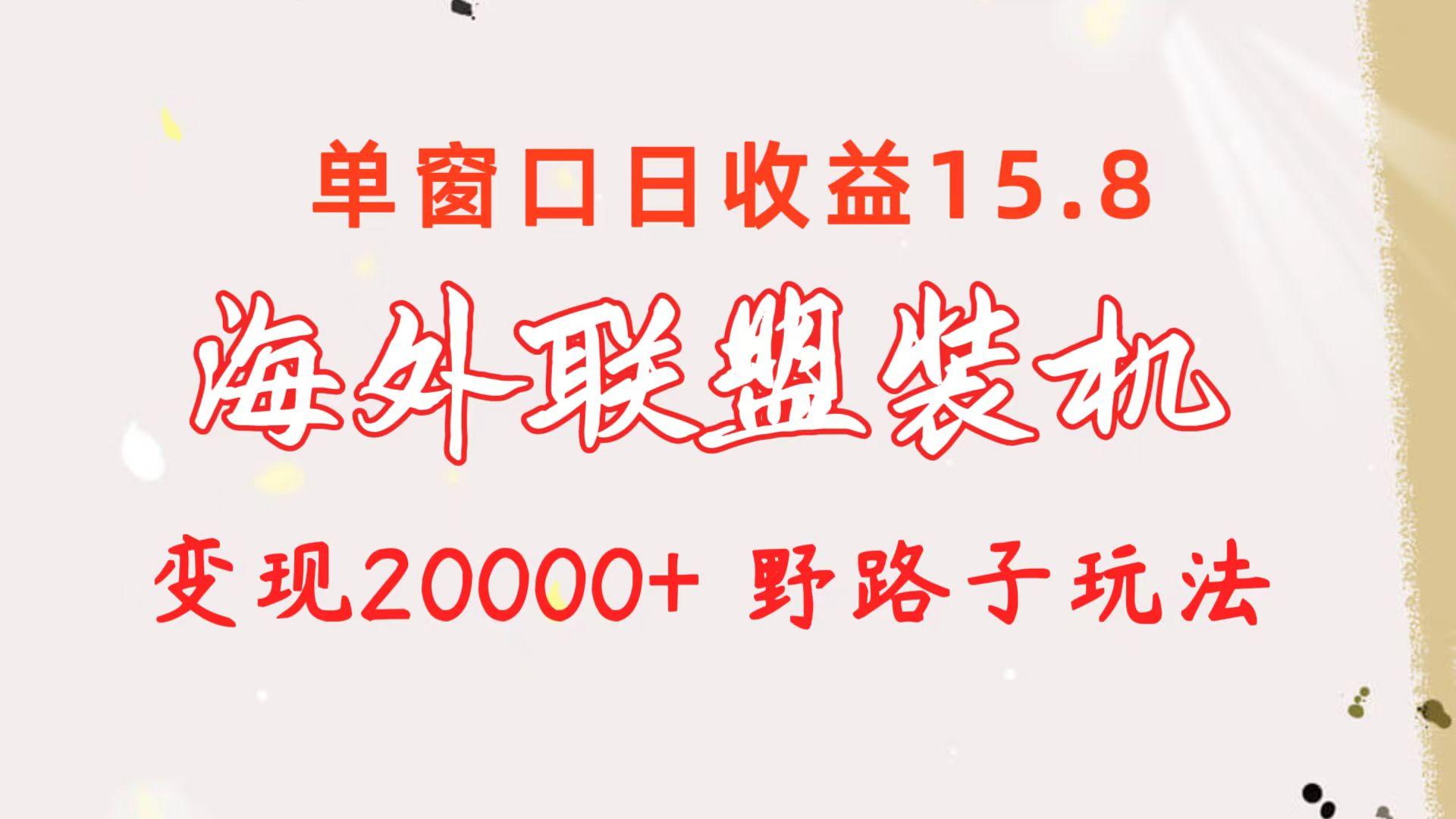 海外联盟装机 单窗口日收益15.8  变现20000+ 野路子玩法-小哈资源