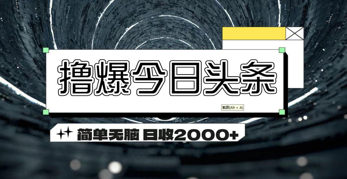 撸爆今日头条 简单无脑操作 日收2000+-小哈资源