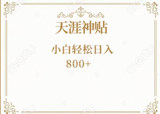 神级项目！天涯神贴再现江湖！小白轻松入手，三个月变现10w+-小哈资源