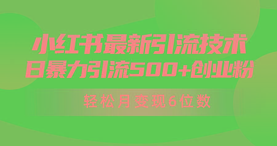 (9871期)日引500+月变现六位数24年最新小红书暴力引流兼职粉教程-小哈资源