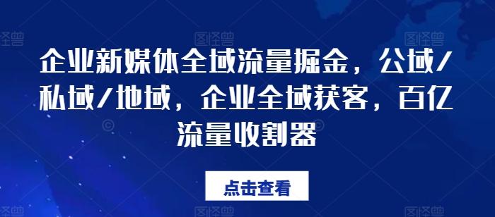 企业新媒体全域流量掘金,公域/私域/地域,企业全域获客,百亿流量收割器