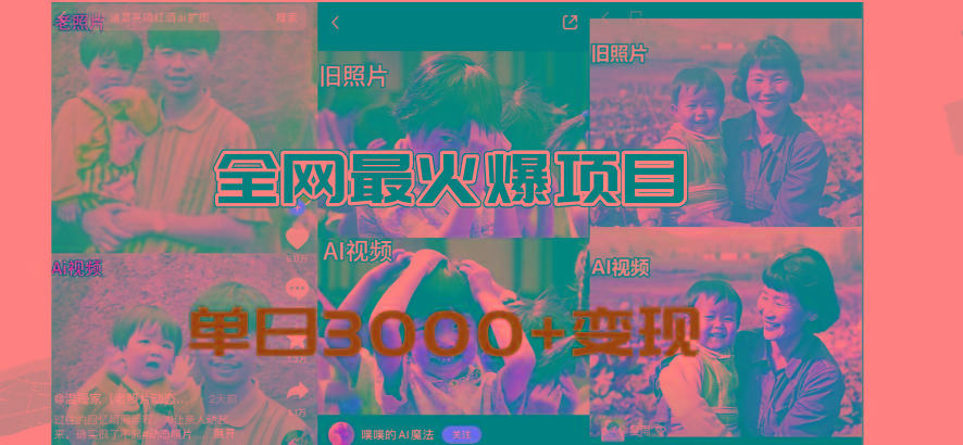 全网爆火的AI让老照片动起来教程，蹭热点日赚3000+，内含免费工具一键…-小哈资源