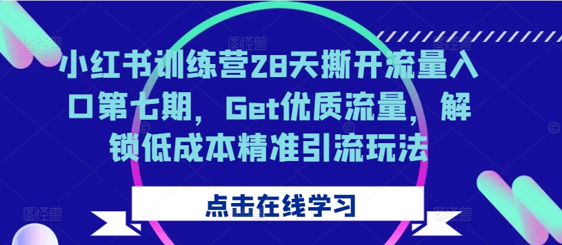 小红书训练营28天撕开流量入口第七期,Get优质流量,解锁低成本精准引流玩法
