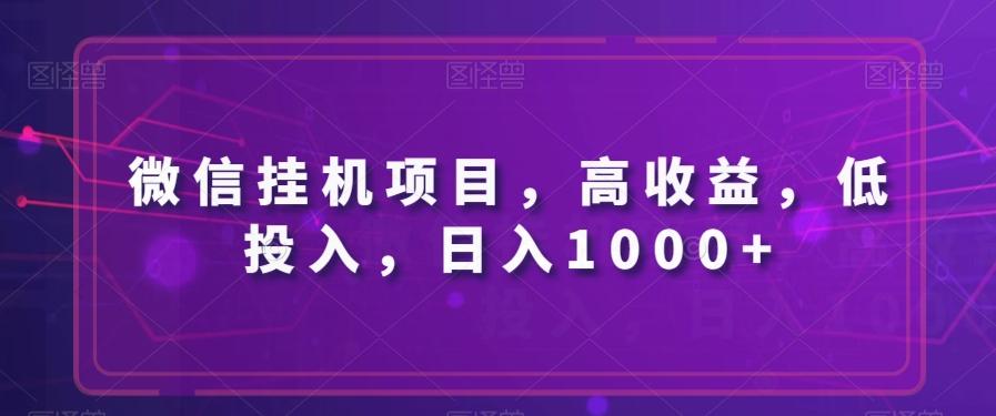 微信挂机项目，高收益，低投入，日入1000+-小哈资源