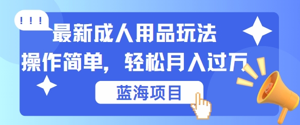 最新成人用品项目玩法，操作简单，动动手，轻松日入几张【揭秘】-小哈资源