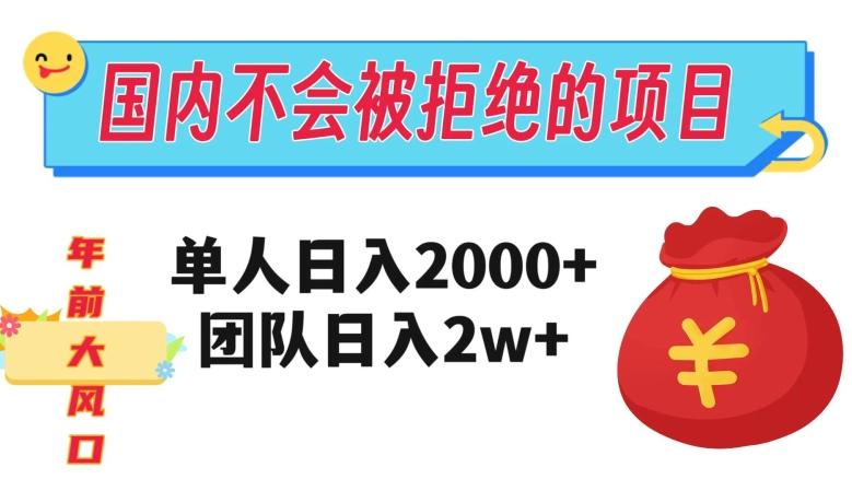 在国内不怕被拒绝的项目，单人日入2000，团队日入20000+【揭秘】-小哈资源