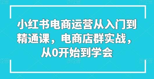 小红书电商运营从入门到精通课，电商店群实战，从0开始到学会-小哈资源