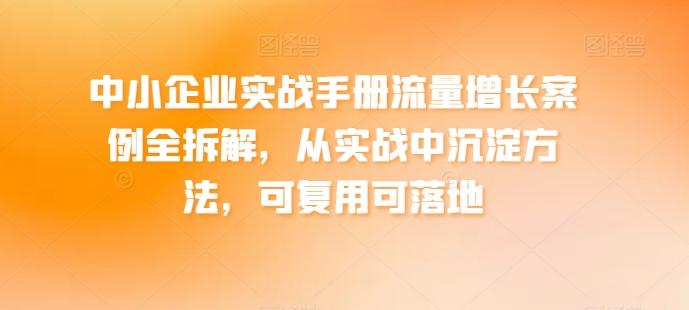 中小企业实战手册流量增长案例全拆解，从实战中沉淀方法，可复用可落地-小哈资源