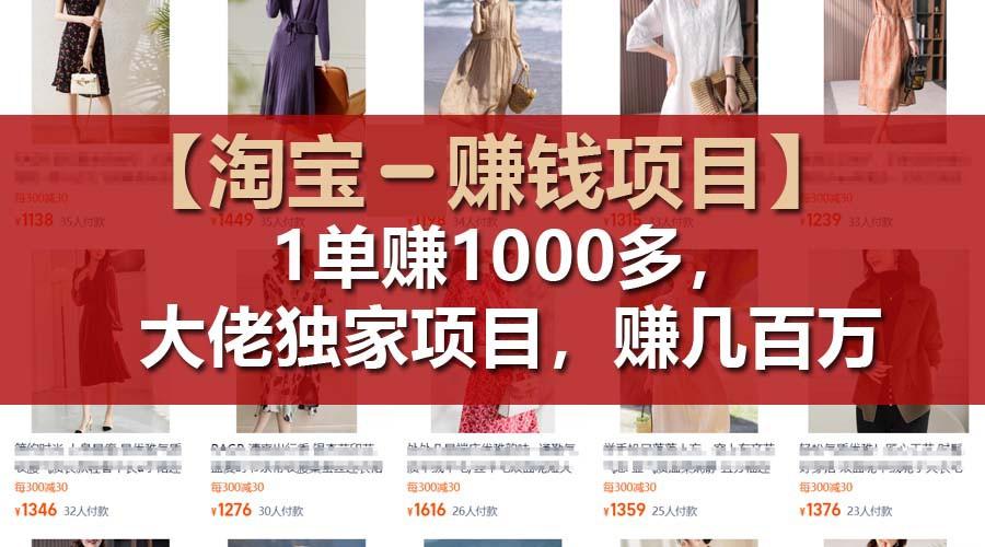 【淘宝赚钱项目】1单可赚1000多，大佬独家项目，年赚几百万-小哈资源