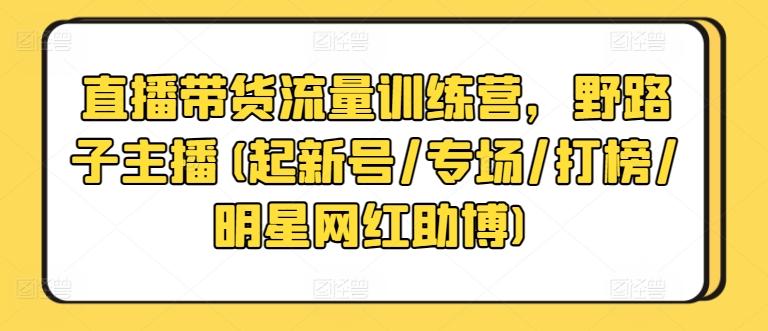 直播带货流量训练营，野路子主播(起新号/专场/打榜/明星网红助博)-小哈资源