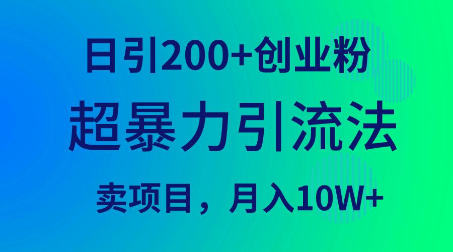 (9654期)超暴力引流法，日引200+创业粉，卖项目月入10W+-小哈资源