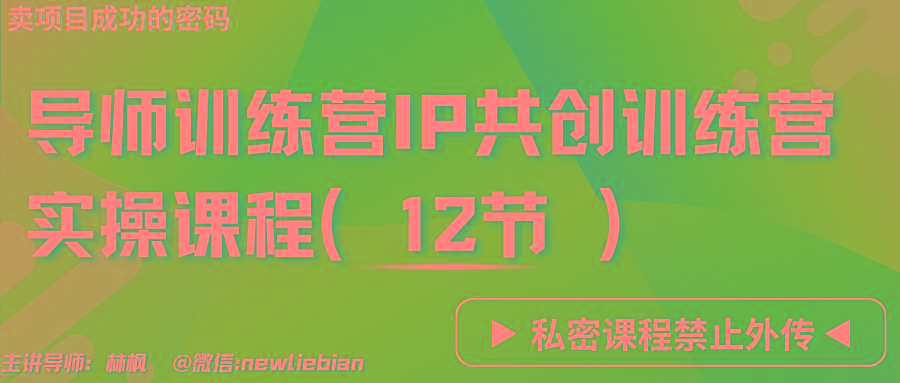 导师训练营3.0IP共创训练营私密实操课程(12节)-卖项目的密码成功秘诀-小哈资源