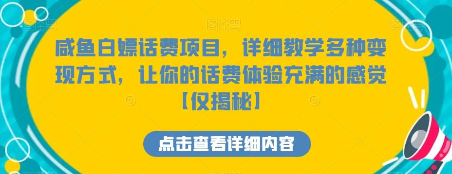 咸鱼白嫖话费项目，详细教学多种变现方式，让你的话费体验充满的感觉【仅揭秘】-小哈资源