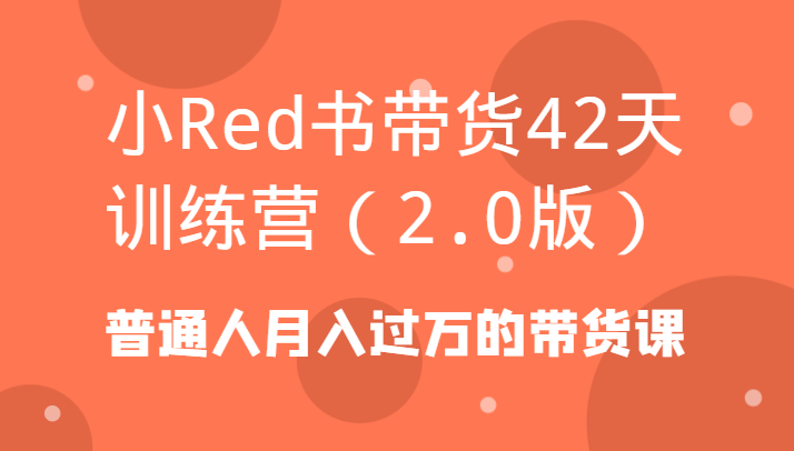 小Red书带货42天训练营(2.0版)普通人月入过万的带货课-小哈资源