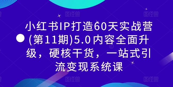 小红书IP打造60天实战营(第11期)5.0​内容全面升级，硬核干货，一站式引流变现系统课-小哈资源
