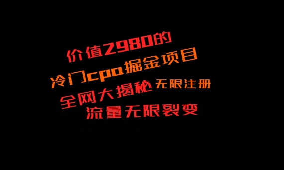 价值2980的CPA掘金项目大揭秘，号称当天收益200+，不见收益包赔双倍-小哈资源