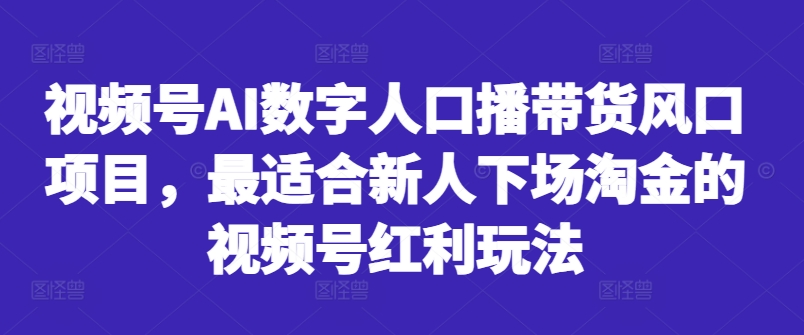 视频号AI数字人口播带货风口项目，最适合新人下场淘金的视频号红利玩法-小哈资源