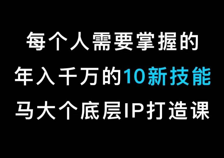 马大个的IP底层逻辑课，​每个人需要掌握的年入千万的10新技能，约会底层IP打造方法！-小哈资源