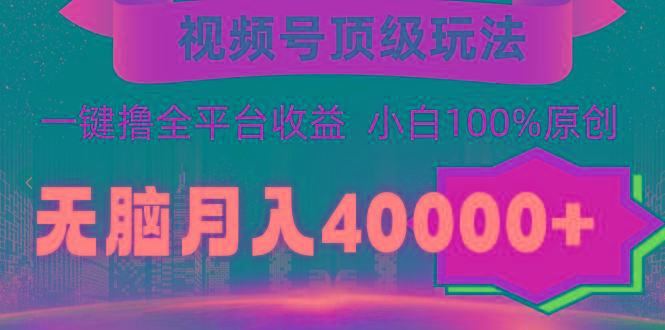 (9281期)视频号顶级玩法，无脑月入40000+，一键撸全平台收益，纯小白也能100%原创-小哈资源